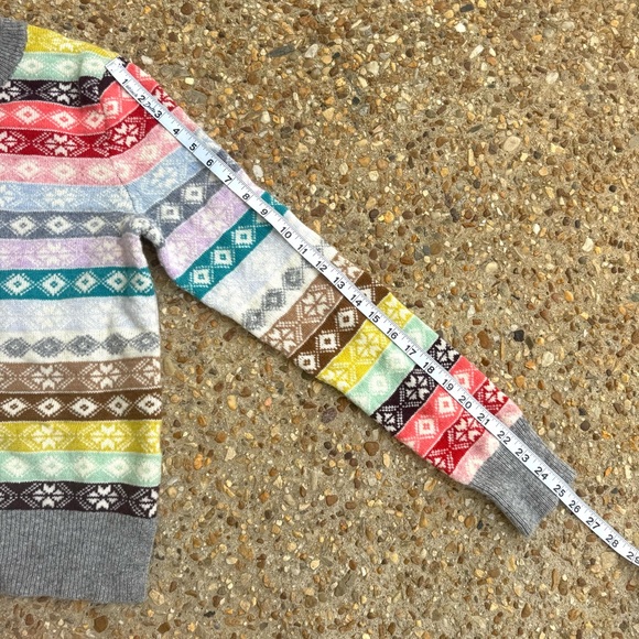 GAP Fair Isle Crazy Lambs Wool Blend  Multistripe Pullover Sweater Size M - Picture 5 of 10